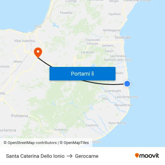 Santa Caterina Dello Ionio to Gerocarne map