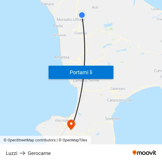 Luzzi to Gerocarne map