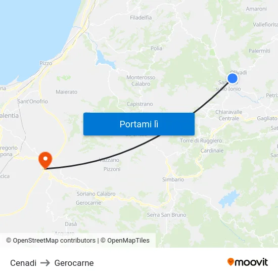 Cenadi to Gerocarne map