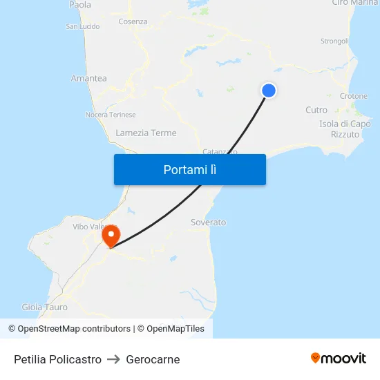 Petilia Policastro to Gerocarne map