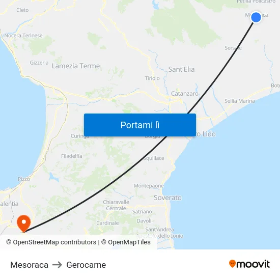 Mesoraca to Gerocarne map