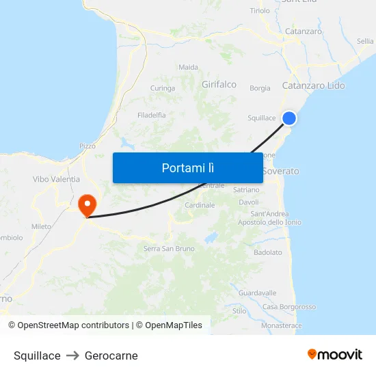 Squillace to Gerocarne map