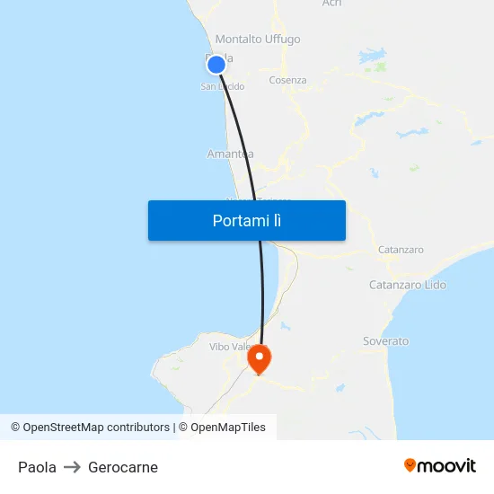 Paola to Gerocarne map