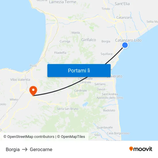 Borgia to Gerocarne map