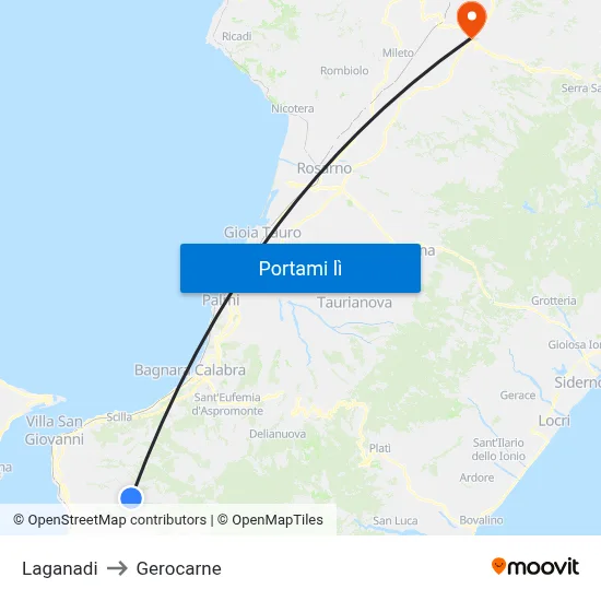 Laganadi to Gerocarne map