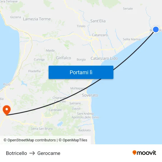 Botricello to Gerocarne map