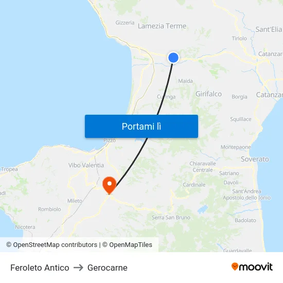 Feroleto Antico to Gerocarne map