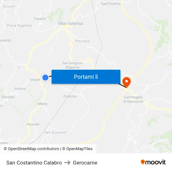 San Costantino Calabro to Gerocarne map
