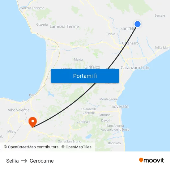 Sellia to Gerocarne map