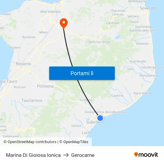 Marina Di Gioiosa Ionica to Gerocarne map