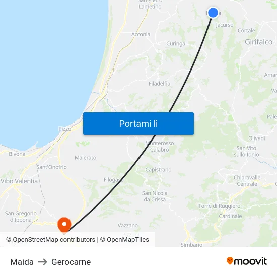 Maida to Gerocarne map
