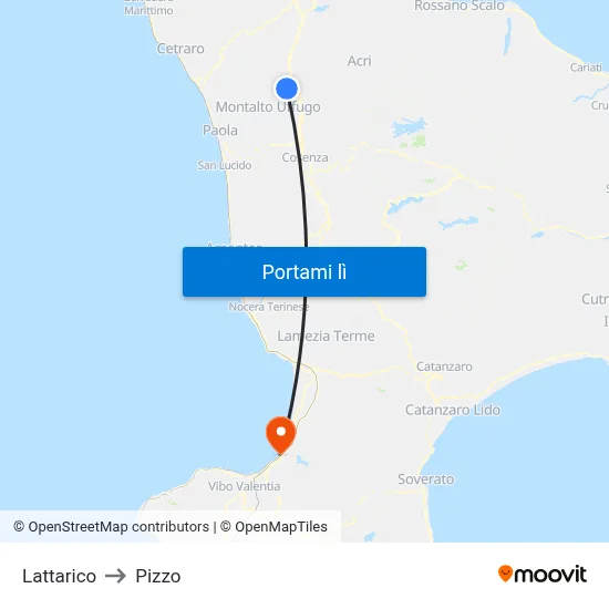 Lattarico to Pizzo map