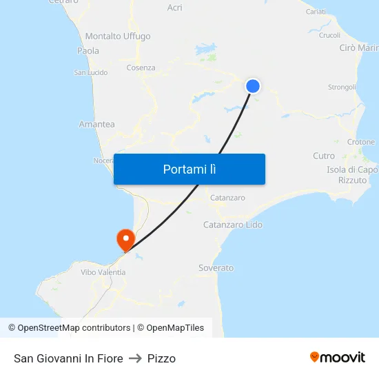 San Giovanni In Fiore to Pizzo map