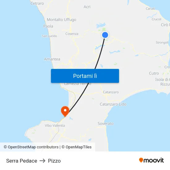 Serra Pedace to Pizzo map