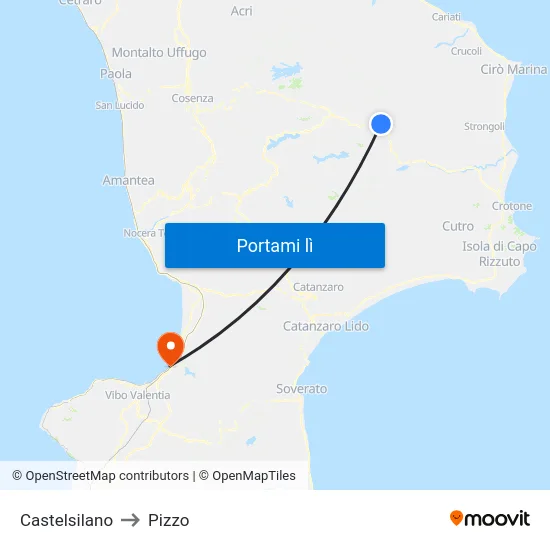 Castelsilano to Pizzo map