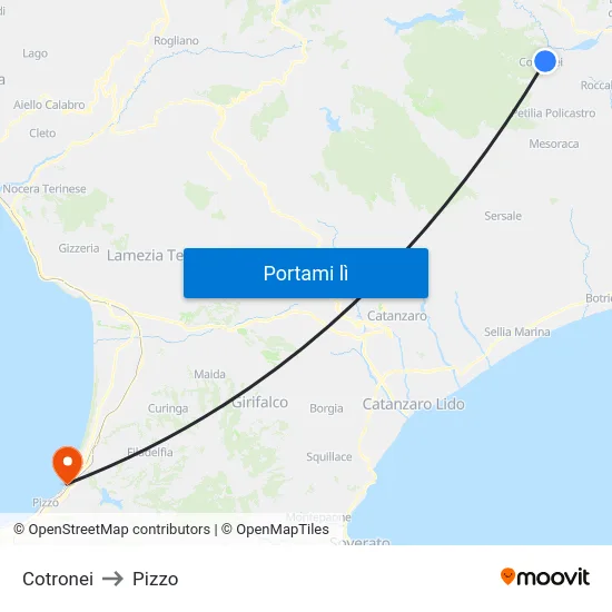 Cotronei to Pizzo map