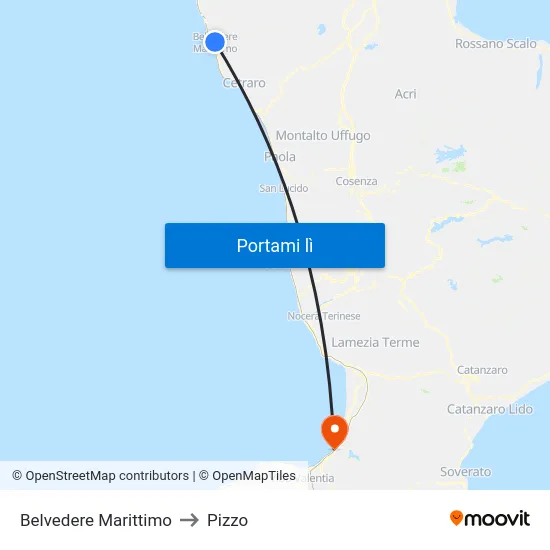 Belvedere Marittimo to Pizzo map