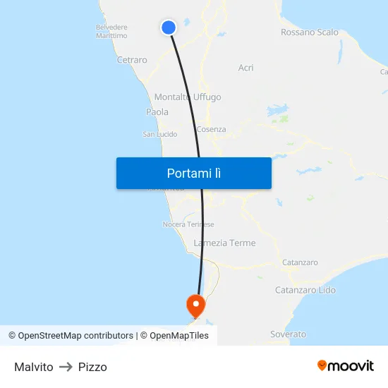 Malvito to Pizzo map