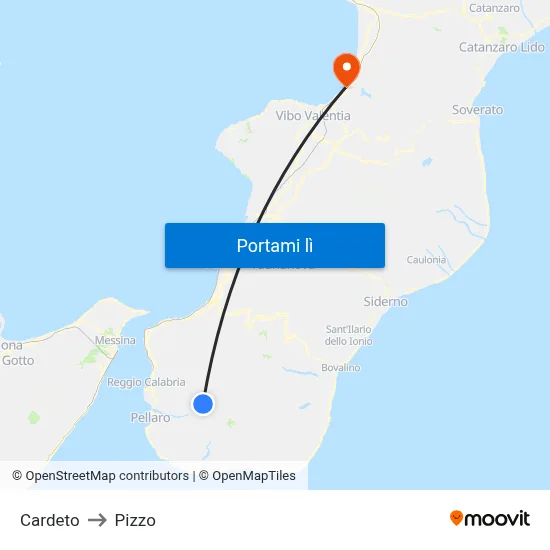 Cardeto to Pizzo map