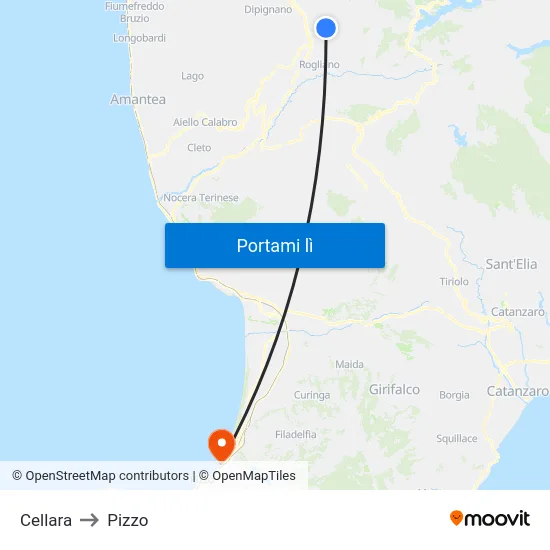 Cellara to Pizzo map
