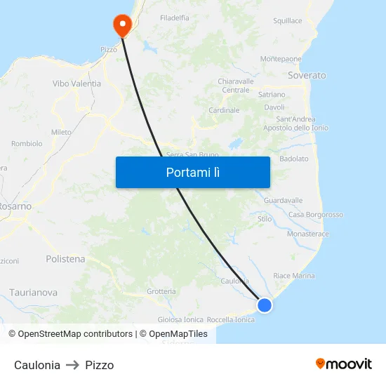 Caulonia to Pizzo map