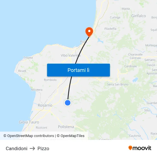 Candidoni to Pizzo map