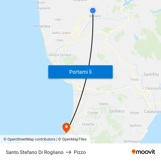 Santo Stefano Di Rogliano to Pizzo map