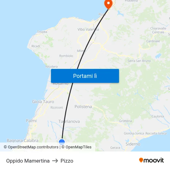 Oppido Mamertina to Pizzo map