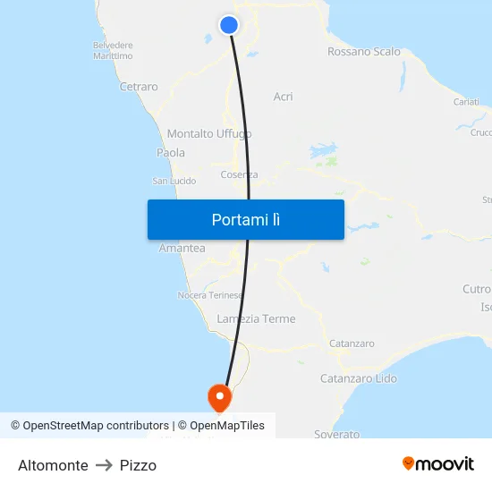Altomonte to Pizzo map