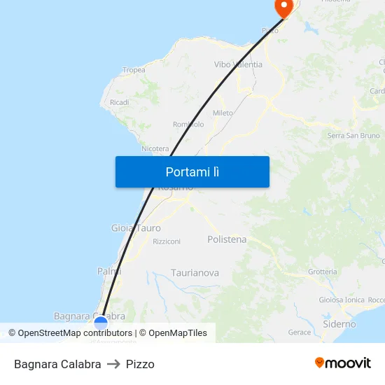 Bagnara Calabra to Pizzo map