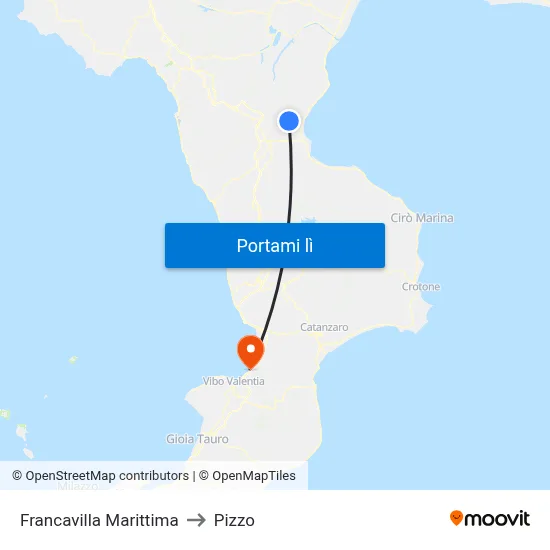 Francavilla Marittima to Pizzo map