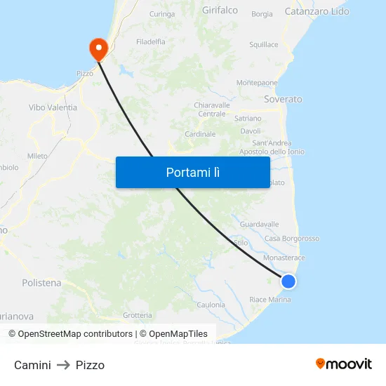 Camini to Pizzo map