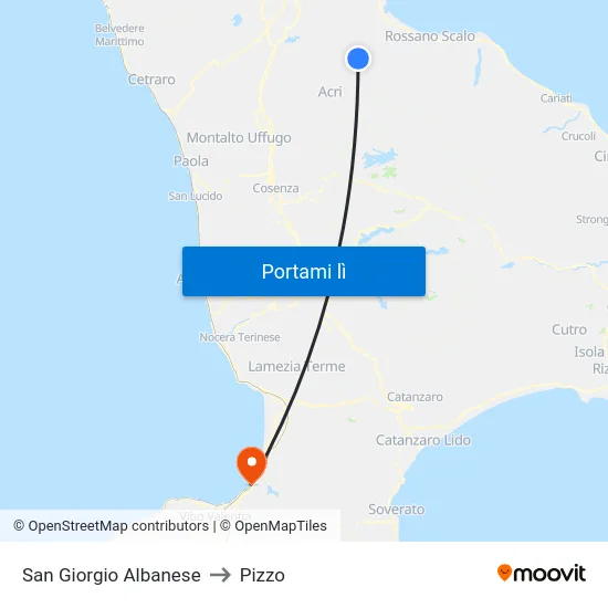 San Giorgio Albanese to Pizzo map