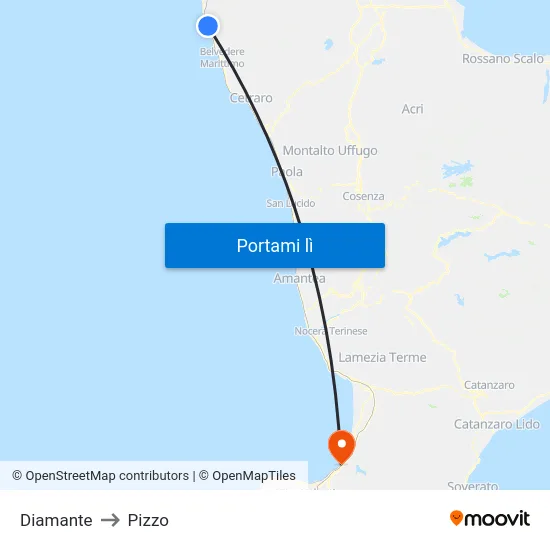 Diamante to Pizzo map