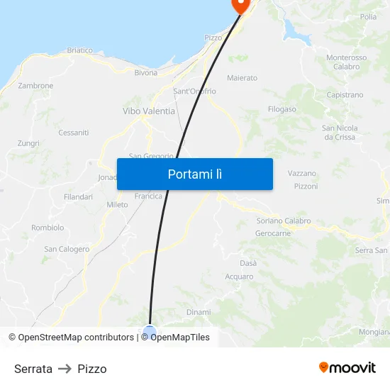 Serrata to Pizzo map