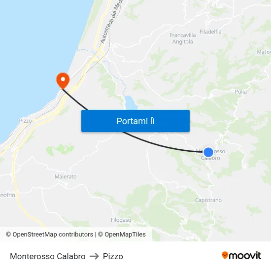 Monterosso Calabro to Pizzo map