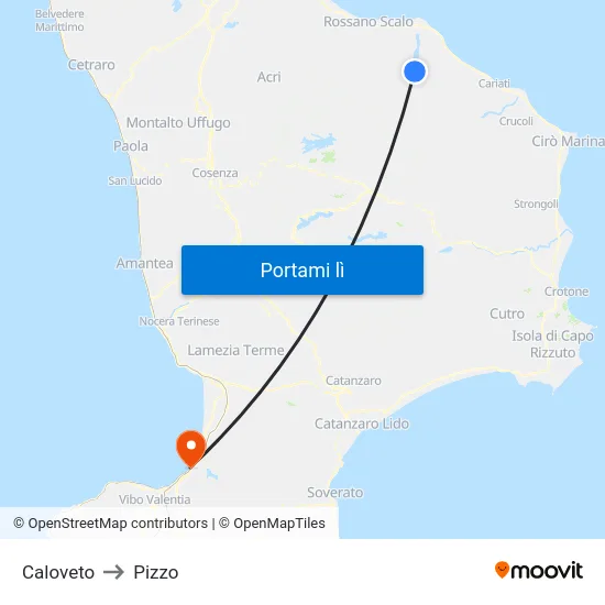 Caloveto to Pizzo map