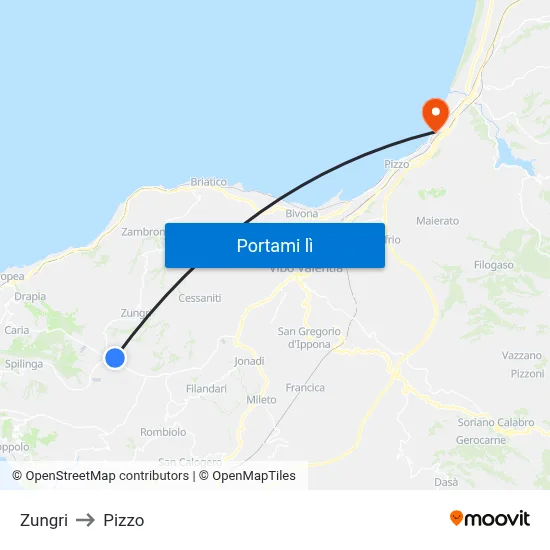 Zungri to Pizzo map