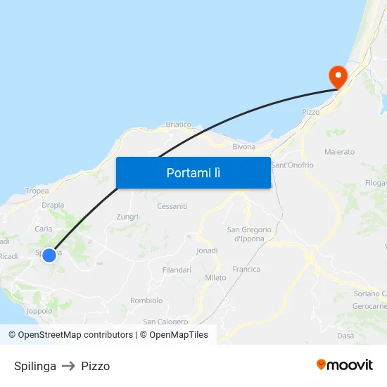 Spilinga to Pizzo map