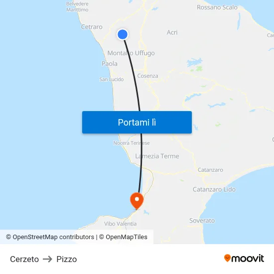 Cerzeto to Pizzo map