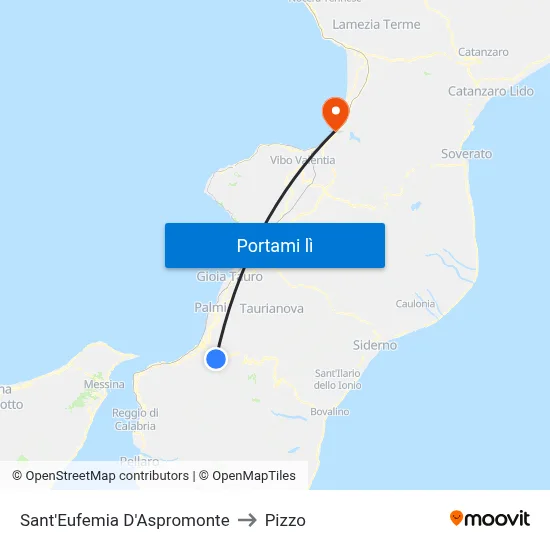 Sant'Eufemia D'Aspromonte to Pizzo map