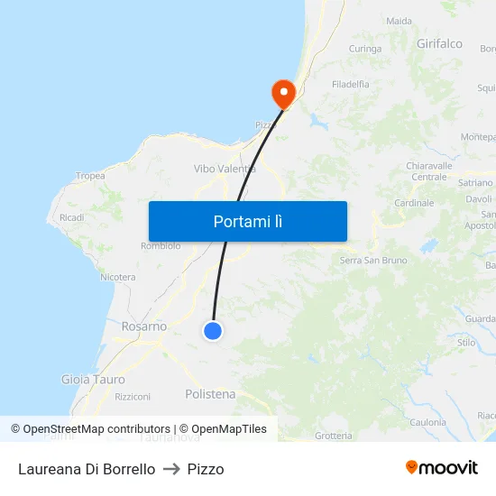 Laureana Di Borrello to Pizzo map
