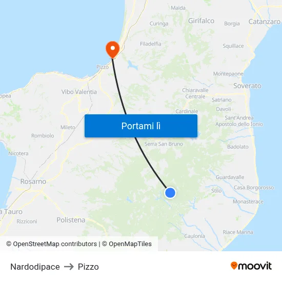 Nardodipace to Pizzo map