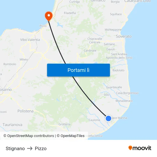 Stignano to Pizzo map