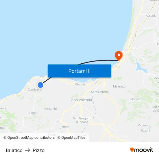 Briatico to Pizzo map