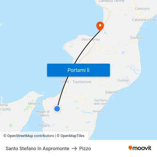 Santo Stefano In Aspromonte to Pizzo map