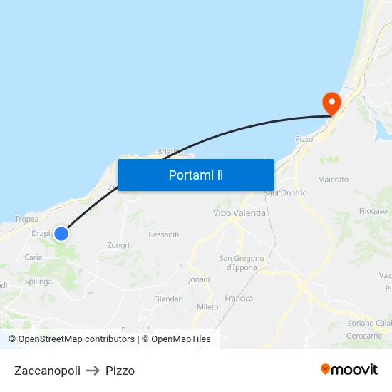 Zaccanopoli to Pizzo map
