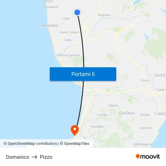 Domanico to Pizzo map