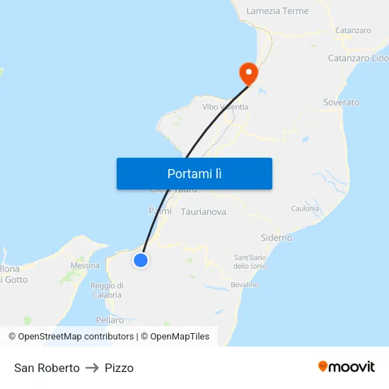 San Roberto to Pizzo map