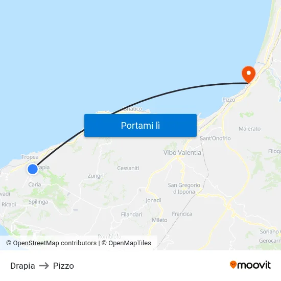 Drapia to Pizzo map